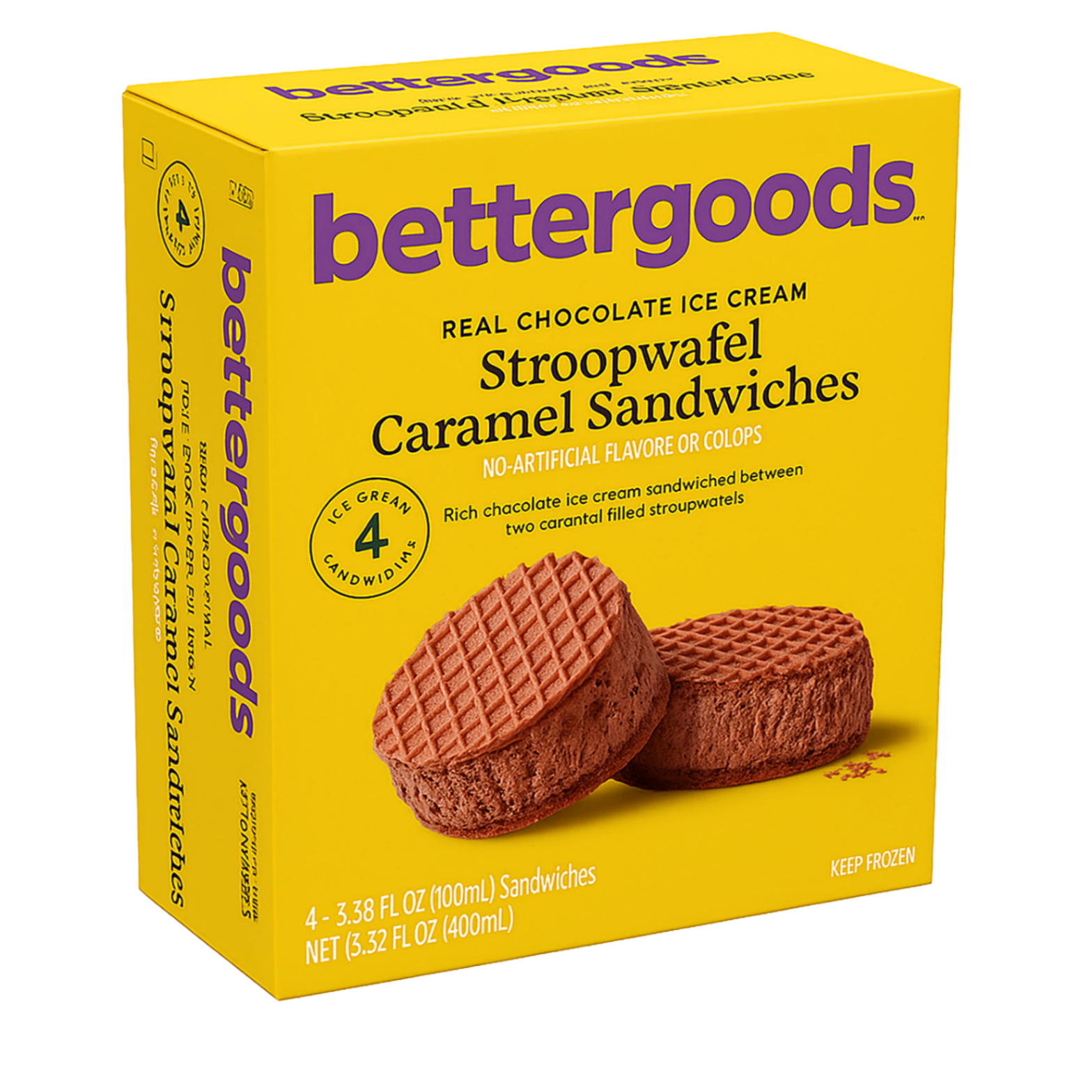 Real Chocolate Ice Cream Stroopwafel Caramel Sandwiches (4 ct)