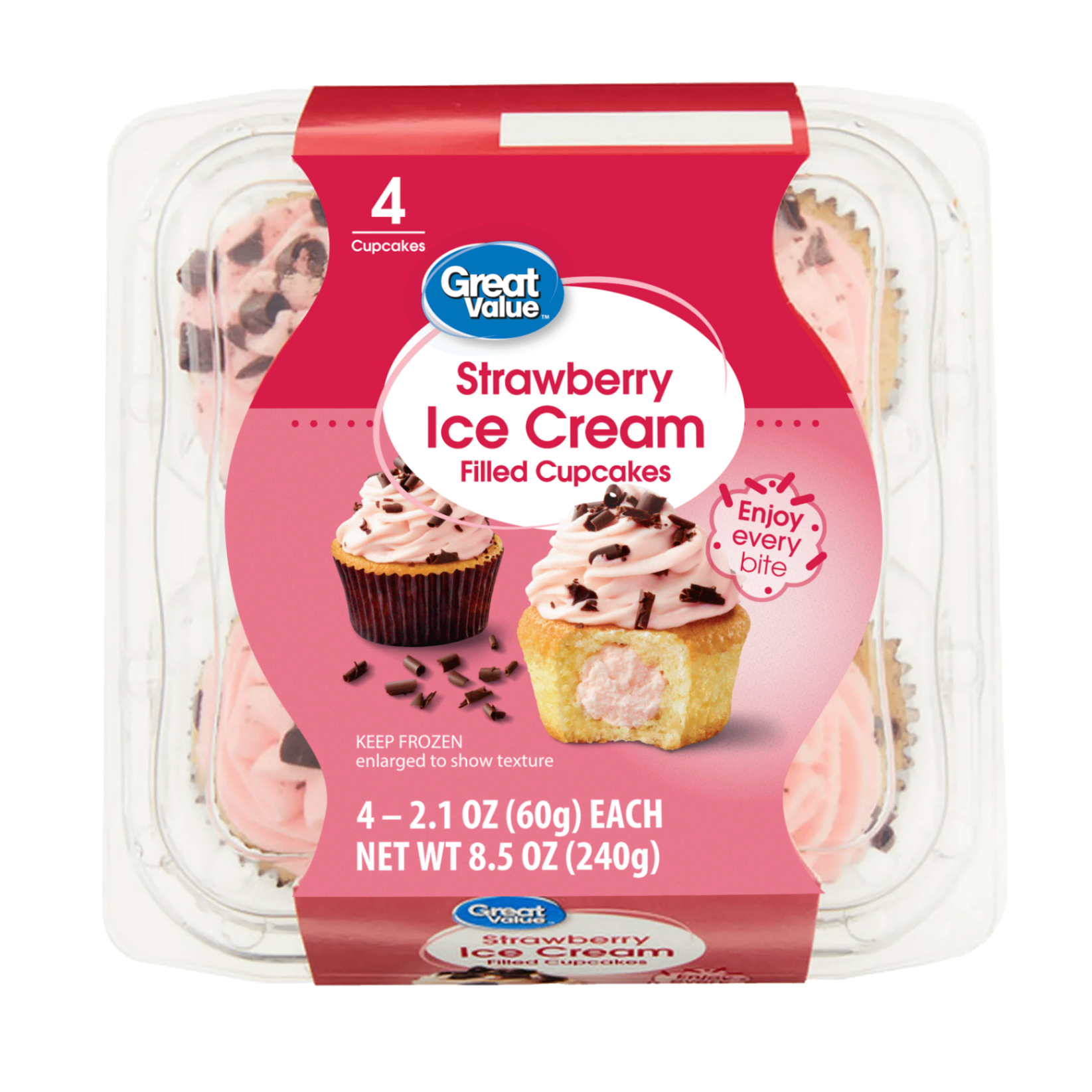 Strawberry Ice Cream Filled Cupcakes (4 ct)