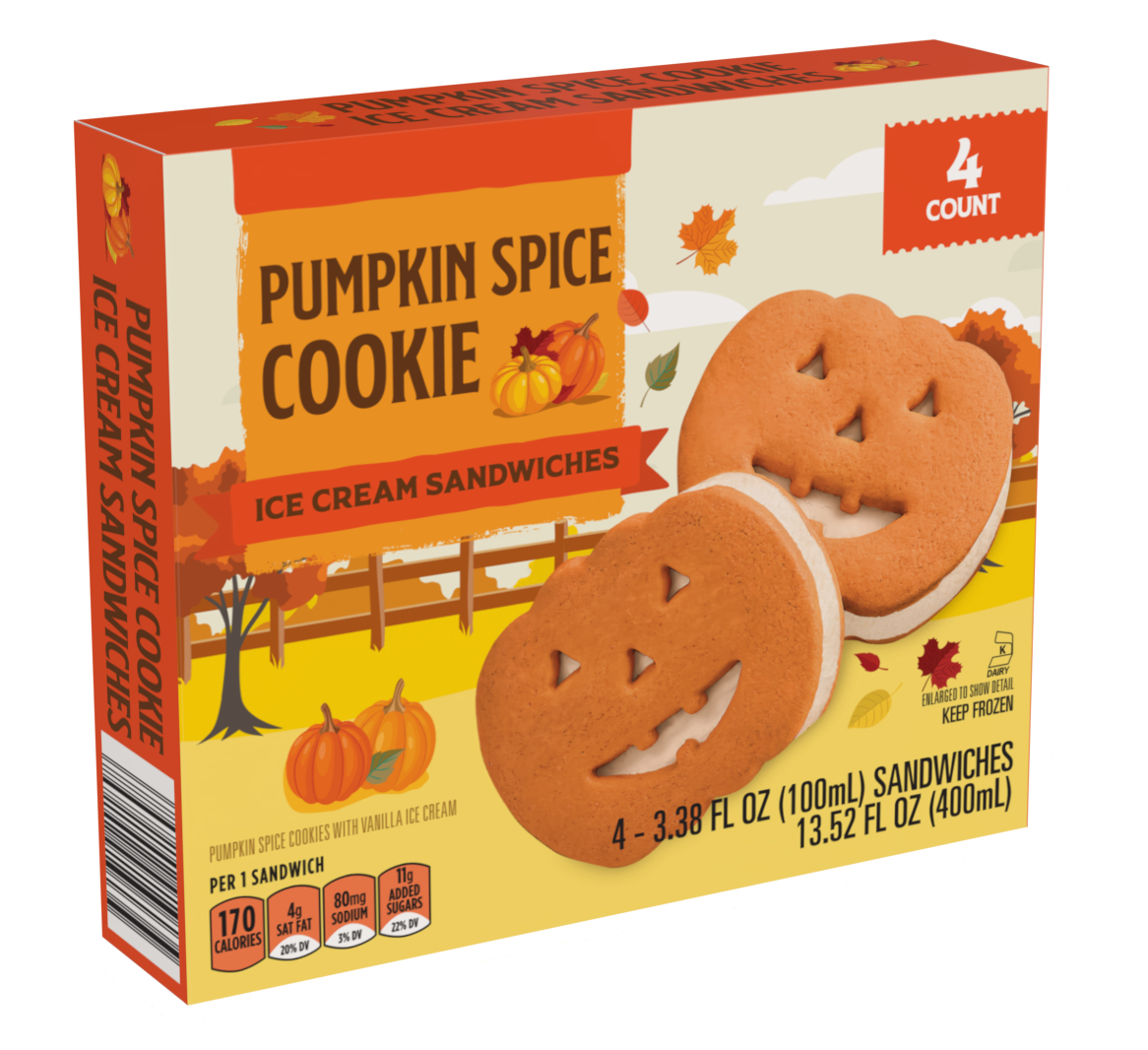 Pumpkin Spice Cookie Ice Cream Sandwiches (4 ct)