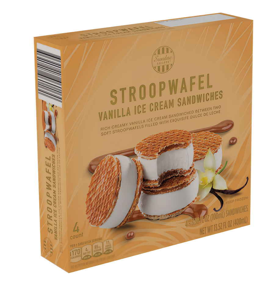 Stroopwafel Vanilla Ice Cream Sandwiches (4 ct)