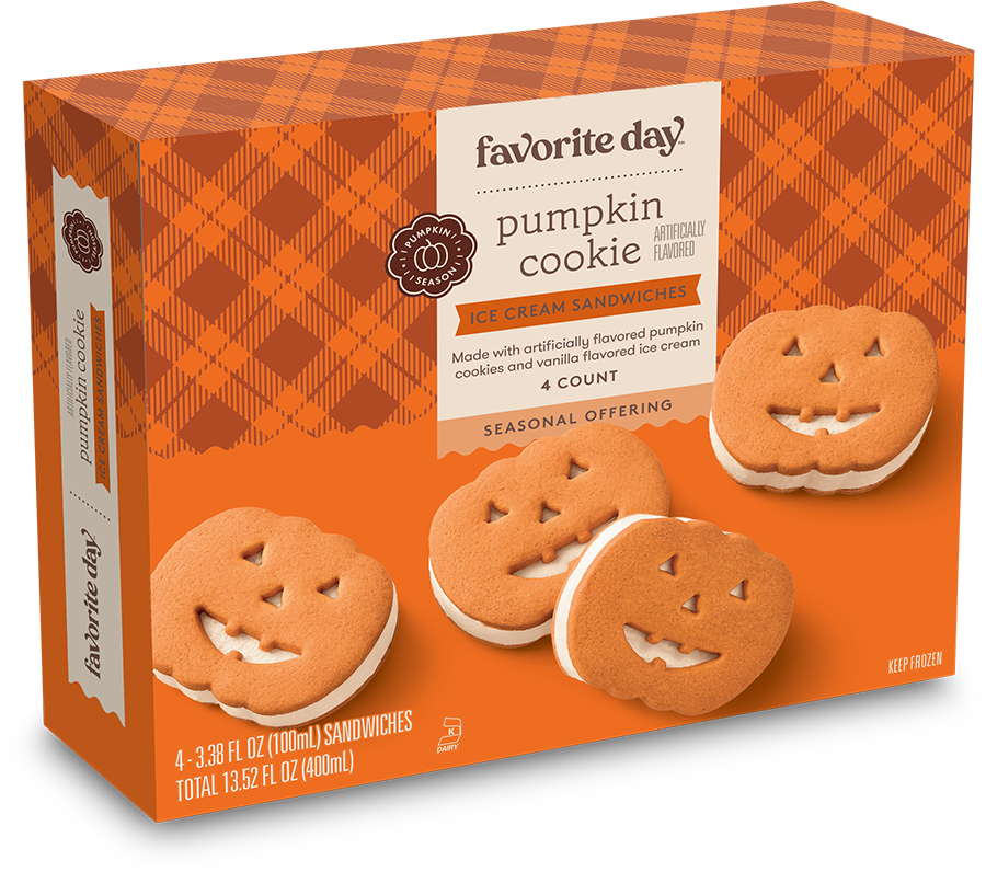 Pumpkin Cookie Ice Cream Sandwiches (4 ct)